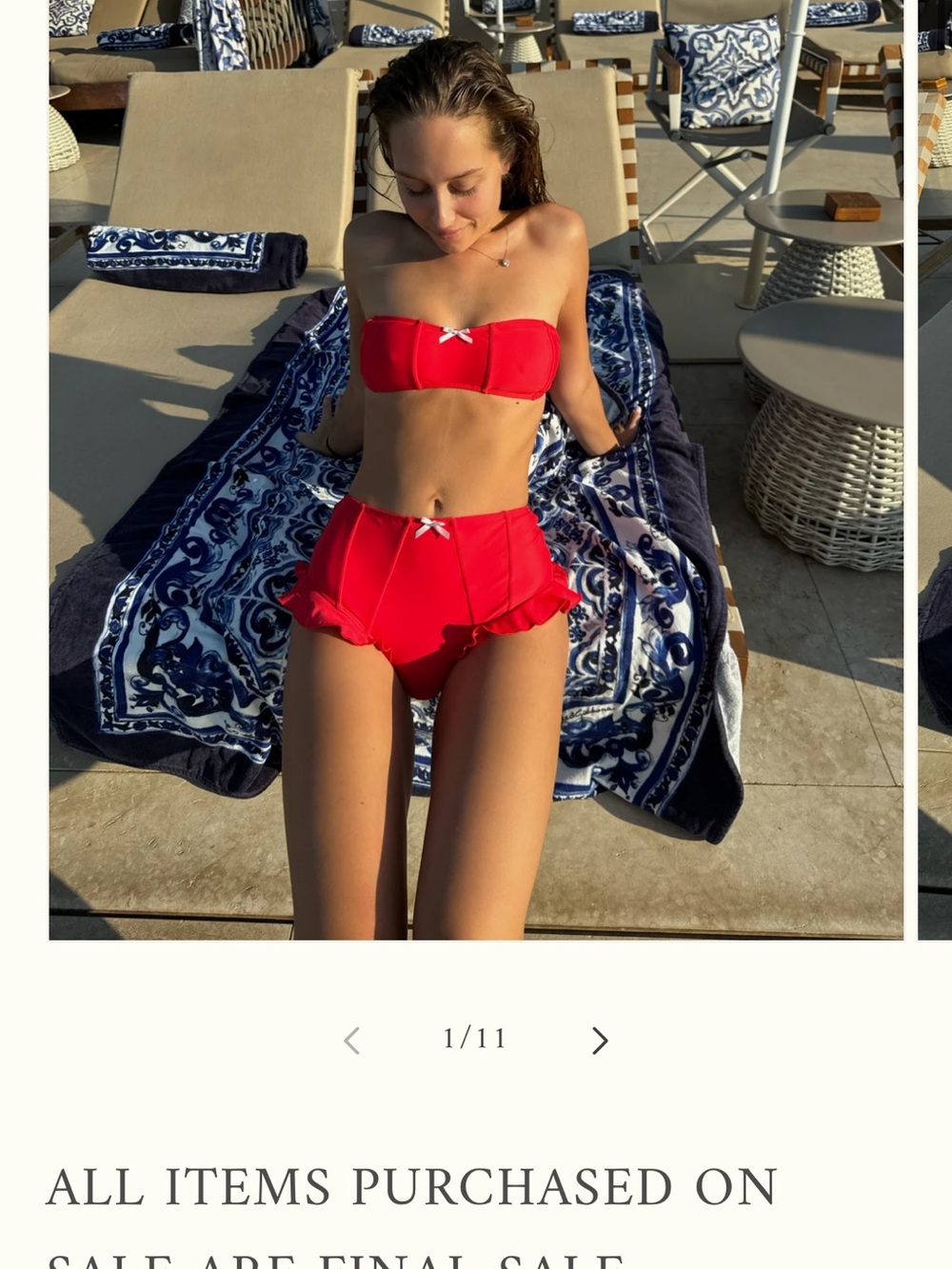 Strawberry Milk Mob Red Bandeau Ruffle High-Waist Bikini NWT